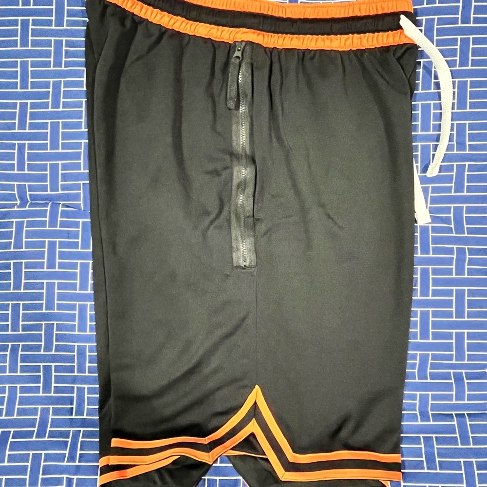 Nike WNBA Black and Orange Athletic Shorts with Striped Trim - Picture 4 of 5